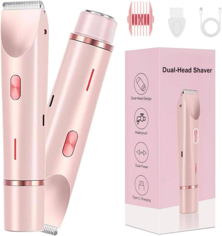 CheckSimple 2025 New Bikini Trimmer for Women,Dermave Bikini Shaver,2-in-1 Electric Razors for Women(Pink)