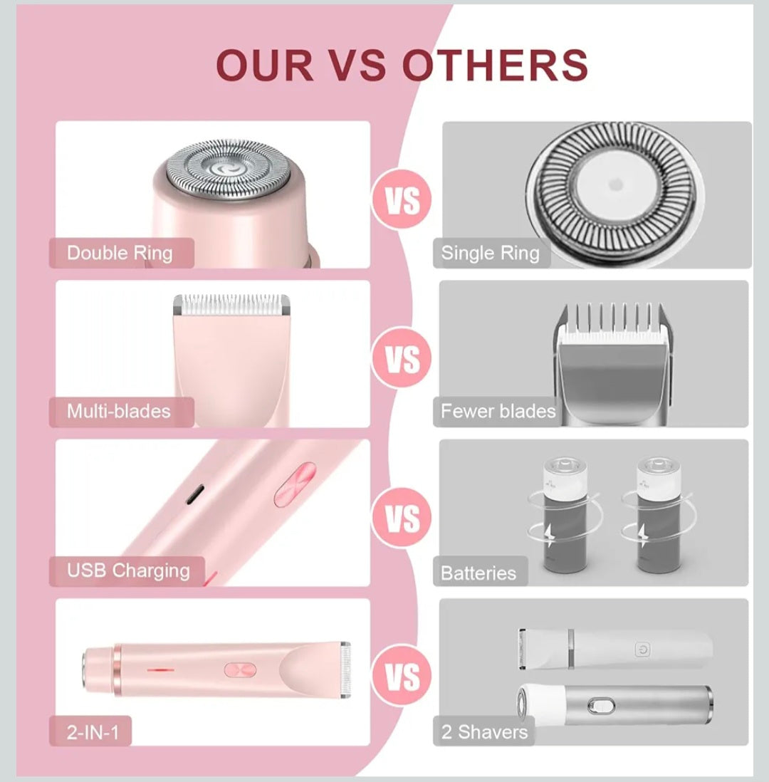 CheckSimple 2025 New Bikini Trimmer for Women,Dermave Bikini Shaver,2-in-1 Electric Razors for Women(Pink)