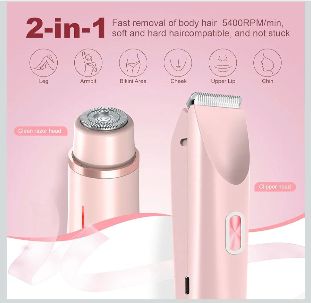 CheckSimple 2025 New Bikini Trimmer for Women,Dermave Bikini Shaver,2-in-1 Electric Razors for Women(Pink)